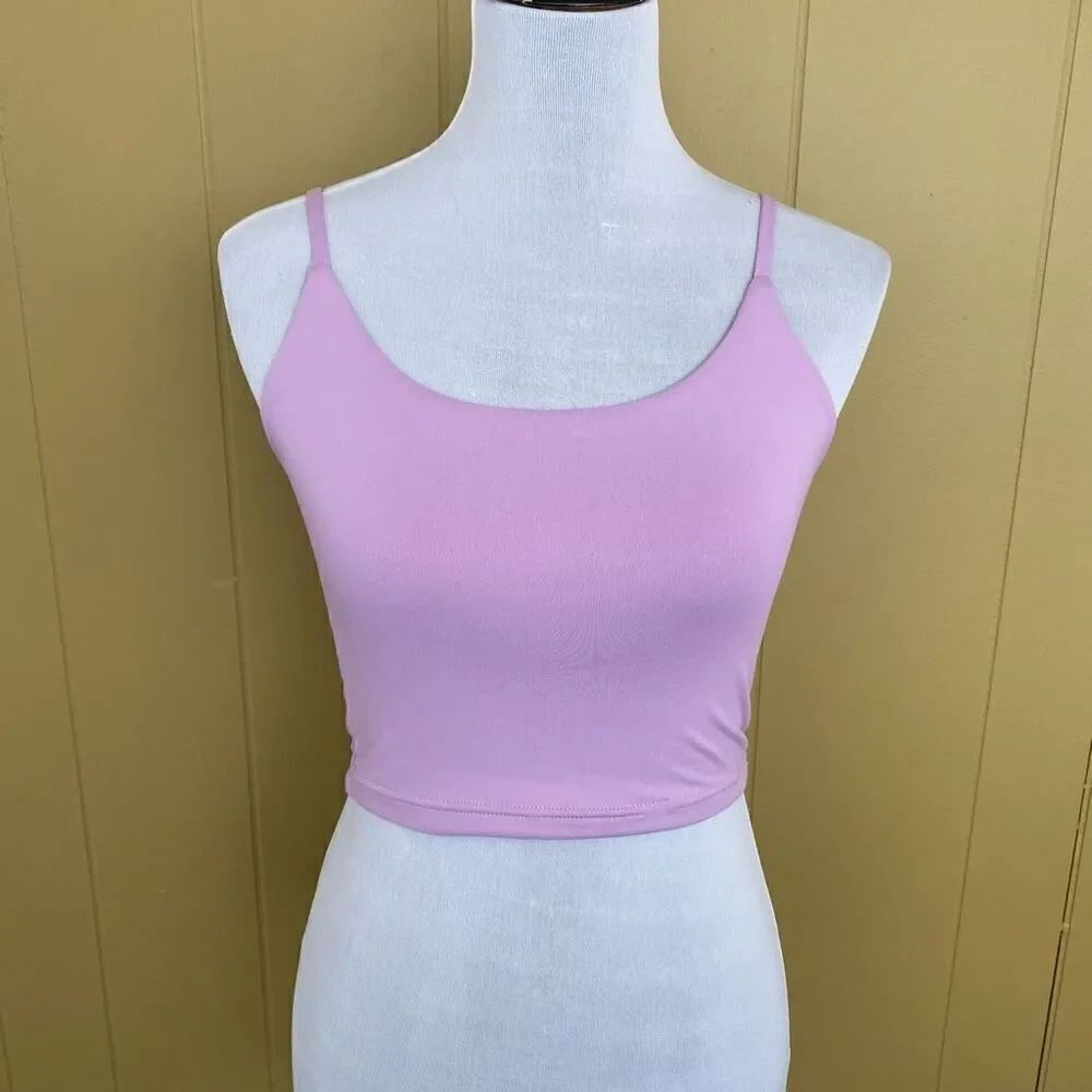 Reoria women S soft & smoothe adjustable spaghetti strap crop tank top purple